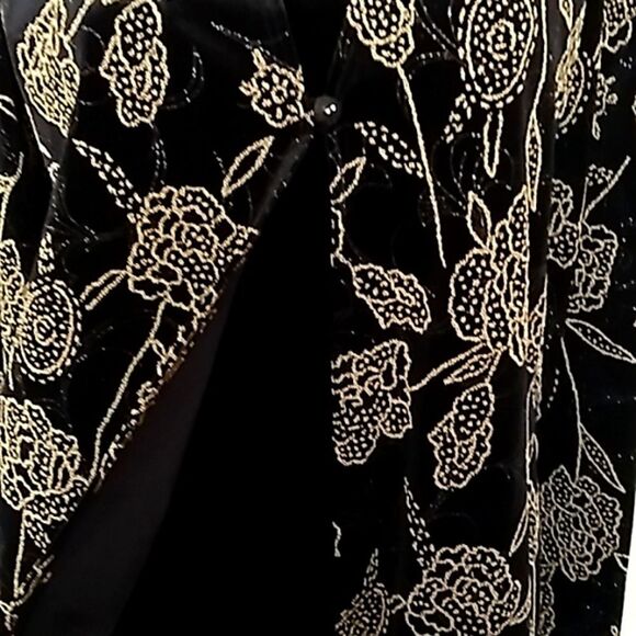 Notations Formal Black Velvet & Gold Beaded Button Jacket Blouse. NWT - Picture 4 of 11